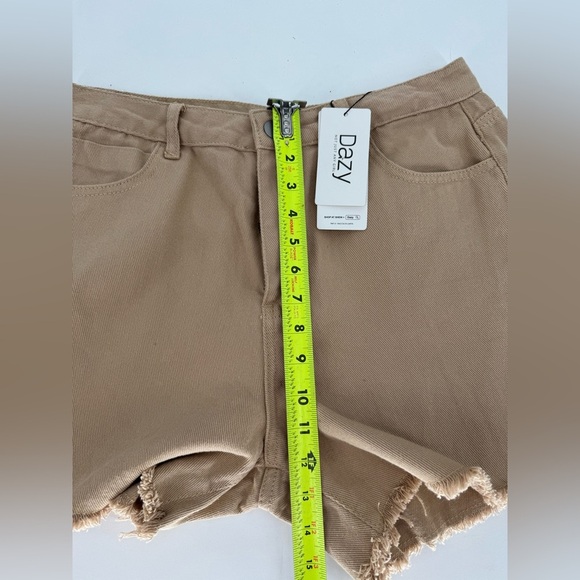 Dazy Tan Denim Fringe Bottom Shorts - Picture 6 of 9